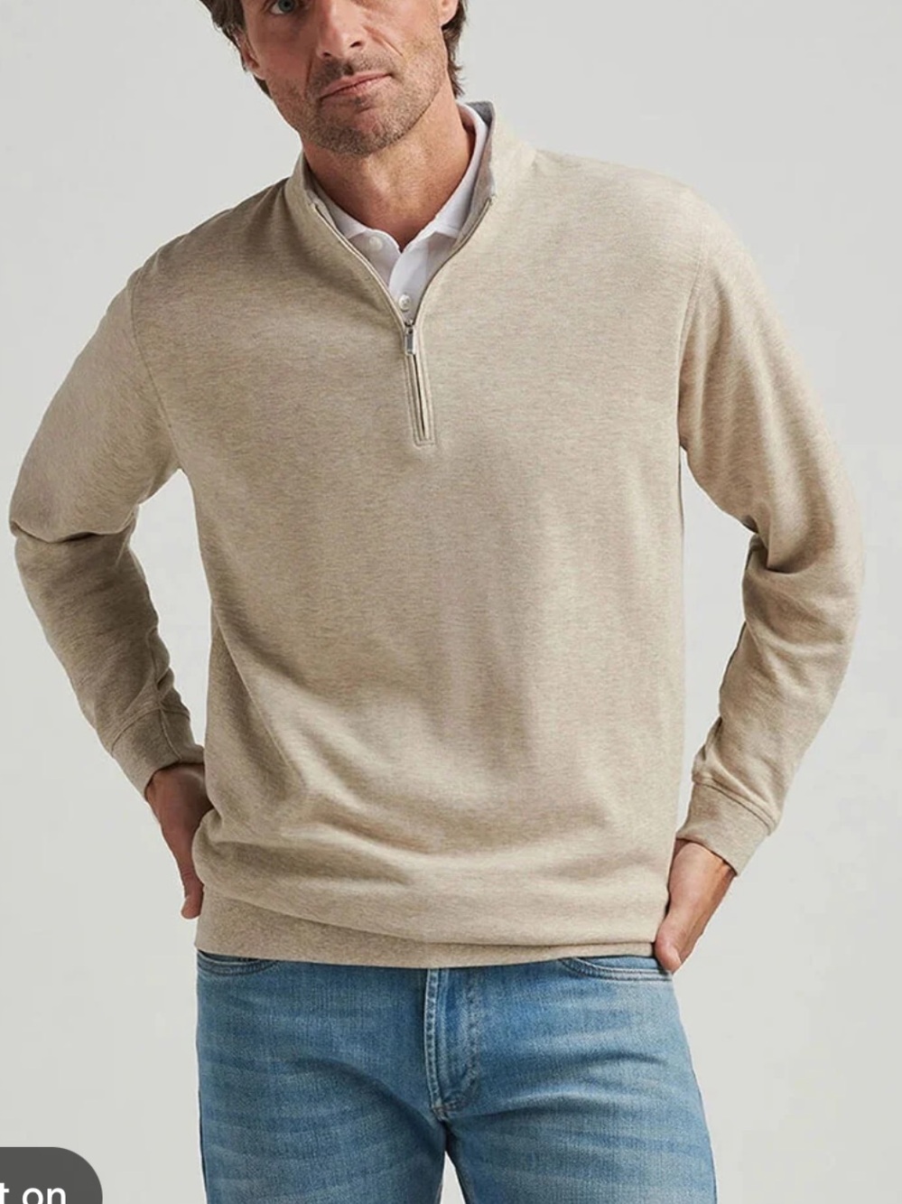 Peter Millar Men's Beige Zip-Up Sweater 2 XL